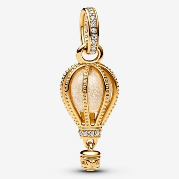 Authentic Pandora Sparkling Clear Hot Air Balloon Dangle Charm - Picture 1 of 5